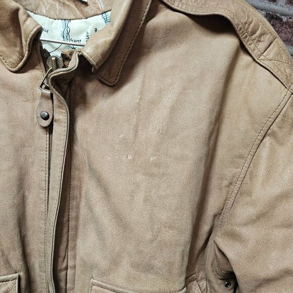 Men's INTERNATIONAL OUTERWEAR Genuine Leather Jacket Medium VINTAGE - Picture 3 of 6